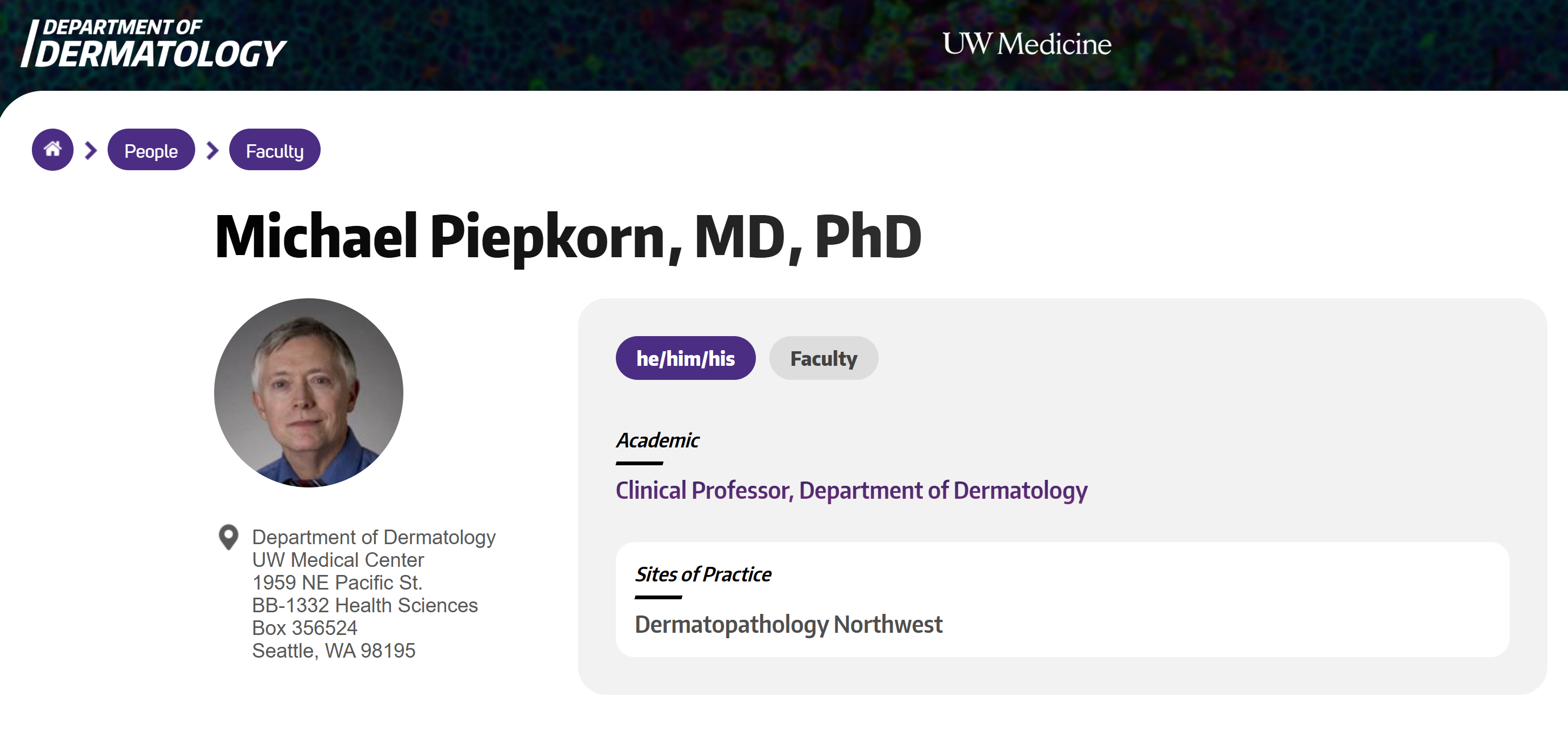 University of Washington Dermatology - Dr. Michael Piepkorn MD - Dr. Michael Piepkorn PhD